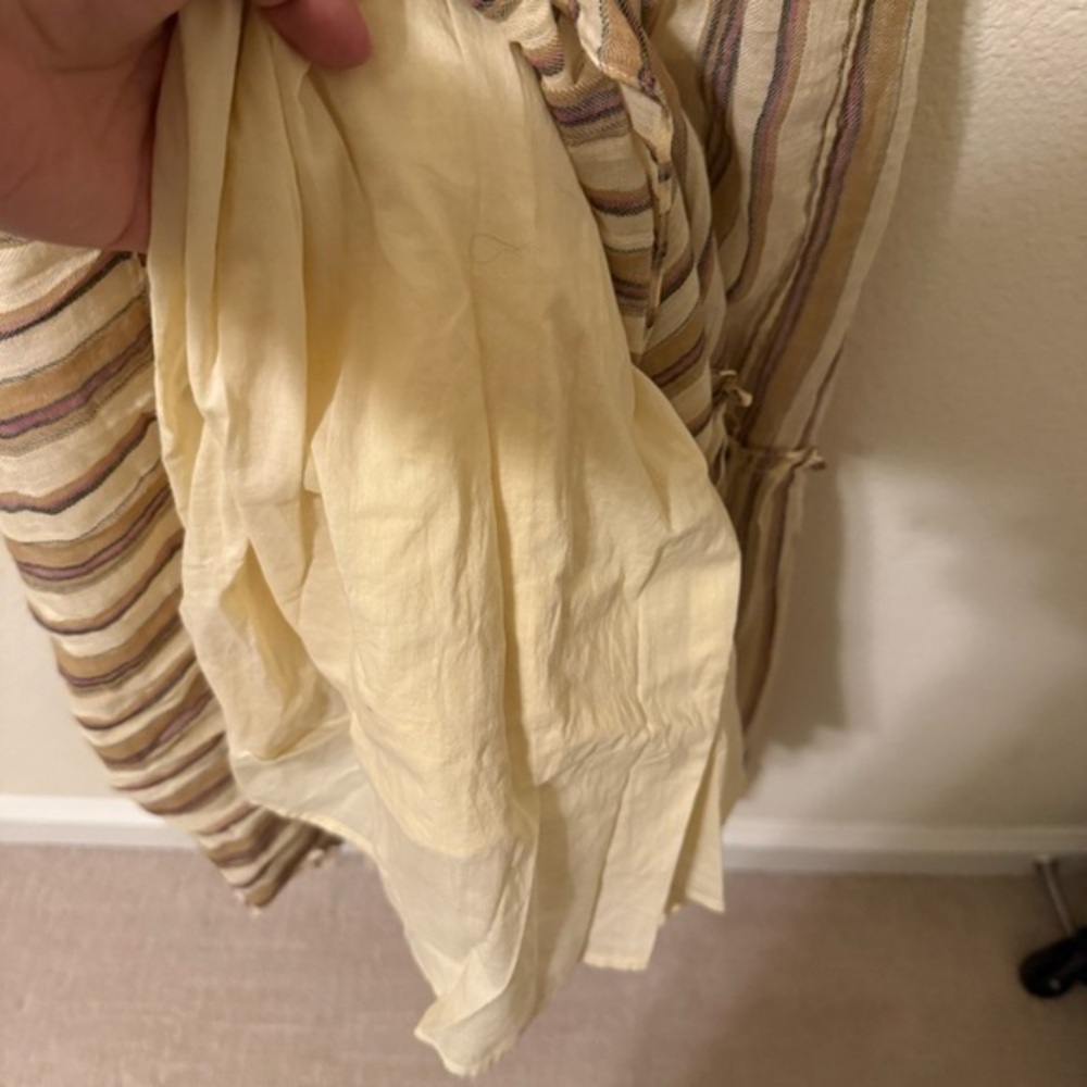 Ulla Johnson Cotton Pinstripe Beige Giulietta Halter Tiered Maxi Sun Dress - Picture 8 of 16